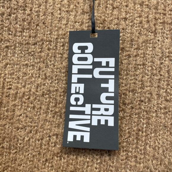 Future Collective Women's Crewneck Relaxed Teddy Sweater Tan Size XS - Picture 6 of 6